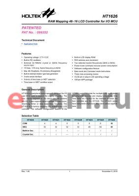 HT1626 datasheet - RAM Mapping 4816 LCD Controller for I/O MCU