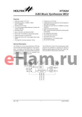 HT36A0 datasheet - 8-Bit Music Synthesizer MCU