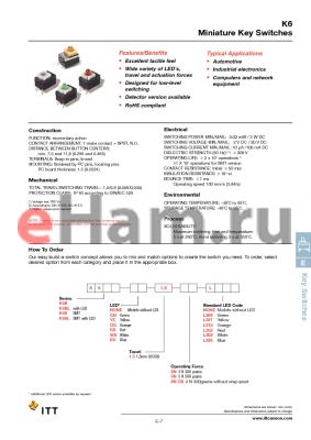 K6SLGN1.55NL302 datasheet - Miniature Key Switches