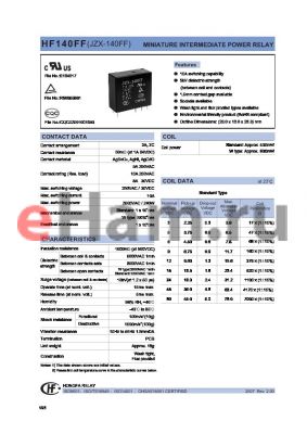 HF140FF/060-2ZTGXXX datasheet - MINIATURE INTERMEDIATE POWER RELAY