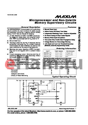 MAX820TCPE datasheet - Microprocessor and Non-Volatile Memory Supervisory Circuits