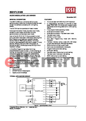 IS31FL3189 datasheet - AUDIO MODULATED LED DRIVER