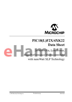 PIC18F46K22T-E/P datasheet - 28/40/44-Pin, Low-Power, High-Performance Microcontrollers with nanoWatt XLP Technology