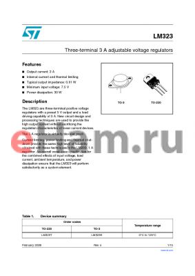 LM323T datasheet - Three-terminal 3 A adjustable voltage regulators