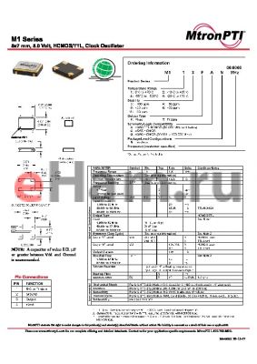 M124TGN datasheet - 5x7 mm, 5.0 Volt, HCMOS/TTL, Clock Oscillator