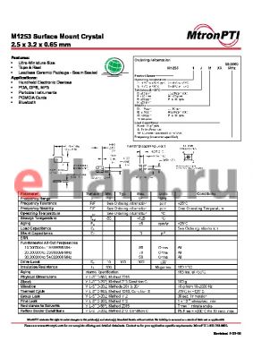 M12531PD datasheet - Surface Mount Crystal 2.5 x 3.2 x 0.65 mm