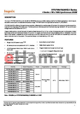 HY57V641620HGT-PI datasheet - 4 Banks x 1M x 16Bit Synchronous DRAM