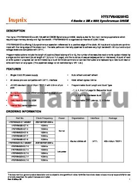 HY57V64820HGT-K datasheet - 4 Banks x 2M x 8Bit Synchronous DRAM