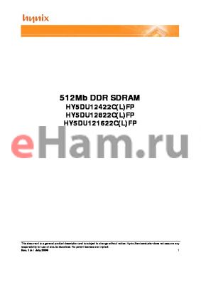 HY5DU12422CLFP datasheet - 512Mb DDR SDRAM