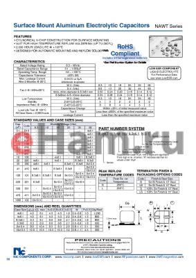 NAWT471M10V10X10.5LBF datasheet - Surface Mount Aluminum Electrolytic Capacitors