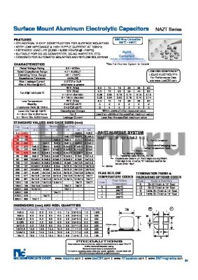 NAZT331M25V8X10.5NBF datasheet - Surface Mount Aluminum Electrolytic Capacitors