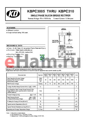KBPC306 datasheet - SINGLE PHASE SILICON BRIDGE RECTIFIER