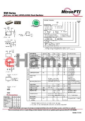 M5R15THJ datasheet - 9x14 mm, 3.3 Volt, LVPECL/LVDS, Clock Oscillator