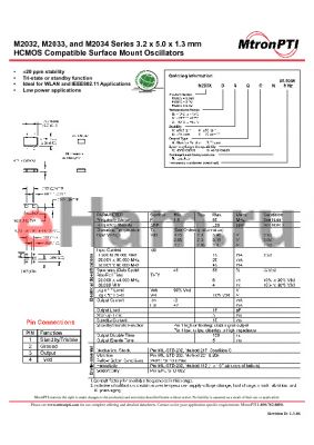 M203368TCN datasheet - 3.2 x 5.0 x 1.3 mm HCMOS Compatible Surface Mount Oscillators