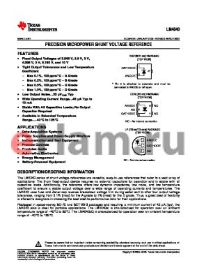 LM4040B10IDBZTG4 datasheet - PRECISION MICROPOWER SHUNT VOLTAGE REFERENCE
