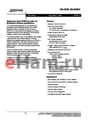 ISL6439EVAL2 datasheet - Single Sync Buck PWM Controller for Broadband Gateway Applications