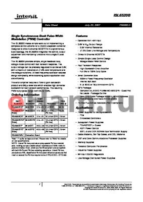 ISL6520BCB datasheet - Single Synchronous Buck Pulse-Width Modulation PWM Controller