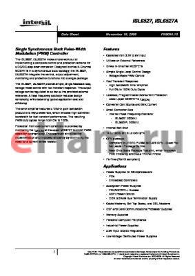 ISL6527IBZ datasheet - Single Synchronous Buck Pulse-Width Modulation PWM Controller