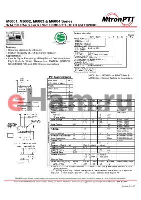 M60032KVD-R datasheet - 9x14 mm FR-4, 5.0 or 3.3 Volt, HCMOS/TTL, TCXO and TCVCXO