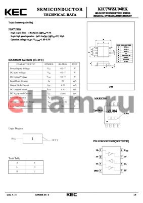 KIC7WZU04FK datasheet - SILICON MONOLITHIC CMOS DIGITAL INTEGRATED CIRCUIT(TRIPLE INVERTER)