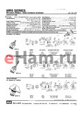 MRSB-3-5KRA datasheet - Miniature Rotary Gold Contacts Available