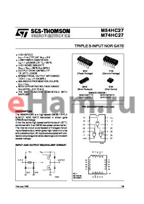 M74HC27 datasheet - TRIPLE 3-INPUT NOR GATE