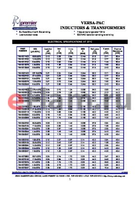PM-V110175 datasheet - VERSA-PAC INDUCTORS & TRANSFORMERS