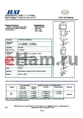 I213-1FB5-56.000 datasheet - Leaded Oscillator, VCXO, TTL / HC-MOS Metal Package, Full Size DIP and Half DIP