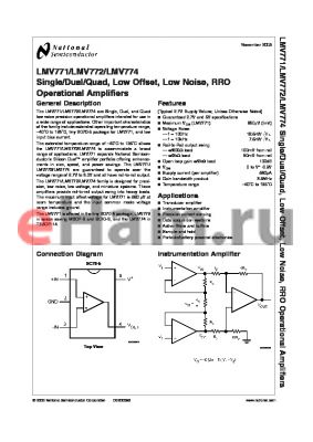 LMV772MAX datasheet - Single/Dual/Quad, Low Offset, Low Noise, RRO Operational Amplifiers