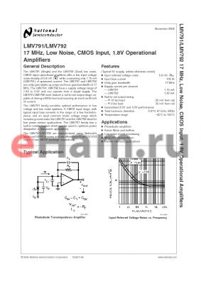 LMV791MKX datasheet - 17 MHz, Low Noise, CMOS Input, 1.8V Operational Amplifiers