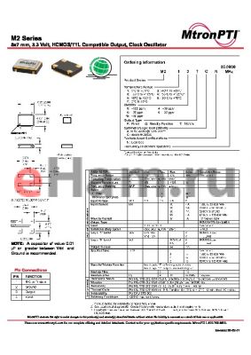 M276TGN datasheet - 5x7 mm, 3.3 Volt, HCMOS/TTL Compatible Output, Clock Oscillator