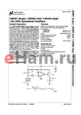 LMV932MA datasheet - 1.8V, RRIO Operational Amplifiers