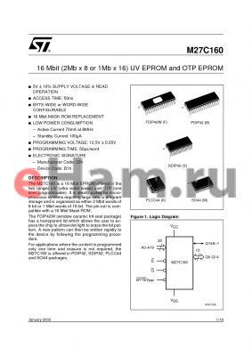 M27C160-70XS6TR datasheet - 16 Mbit 2Mb x8 or 1Mb x16 UV EPROM and OTP EPROM