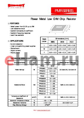 PMR8050-E-R050-B-2-D datasheet - Power Metal Low OHM Chip Resistor