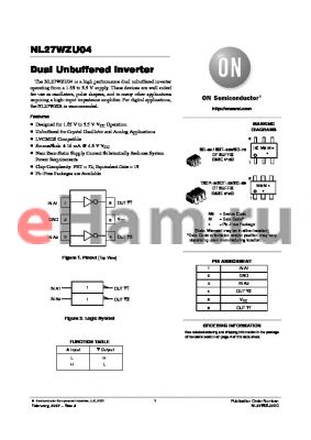 NL27WZU04DTT1 datasheet - Dual Unbuffered Inverter