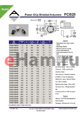 PCIS20-682M-RC datasheet - Power Chip Shielded Inductors