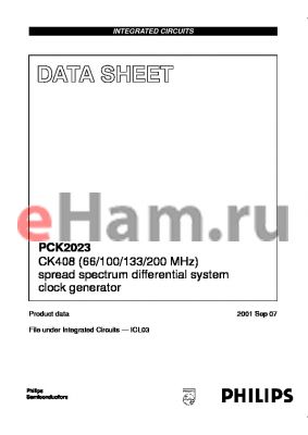 PCK2023 datasheet - CK408 66/100/133/200 MHz spread spectrum differential system clock generator
