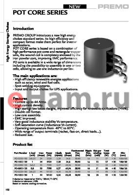 PO-0250-100 datasheet - POT CORE SERIES