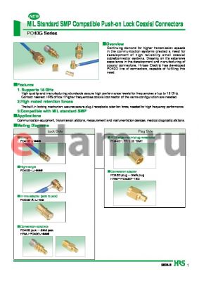 PO40G-J-119 datasheet - MIL Standard SMP Compatible Push-on Lock Coaxial Connectors