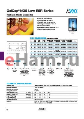 NOSD227M006-0060 datasheet - OxiCap^ NOS Low ESR Series Niobium Oxide Capacitor
