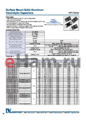NPC181M2.5D7XTRF datasheet - Surface Mount Solid Aluminum Electrolytic Capacitors