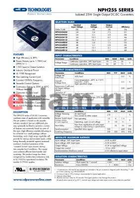 NPH25S4803I datasheet - Isolated 25W Single Output DC/DC Converters