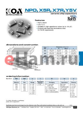 NPO1210ATTP101B datasheet - ceramic chip capacitors