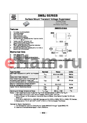 SMBJ8.0 datasheet - Surface Mount Transient Voltage Suppressor