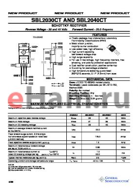 SBL2040CT datasheet - SCHOTTKY RECTIFIER