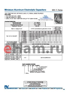 NRE-FL472M160V12.5X20F datasheet - Miniature Aluminum Electrolytic Capacitors