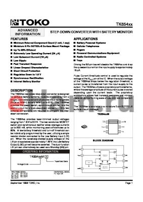 TK65426M datasheet - STEP-DOWN CONVERTER WITH BATTERY MONITOR