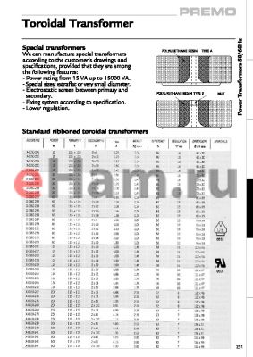 X-0650-251 datasheet - Toroidal Transformer