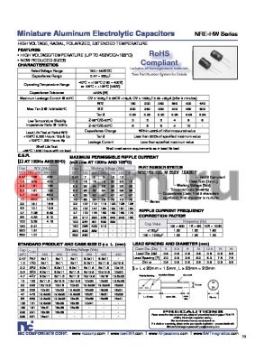 NREHW470M25016X36F datasheet - Miniature Aluminum Electrolytic Capacitors