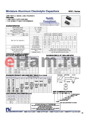 NREL102M10010X9.5TRF datasheet - Miniature Aluminum Electrolytic Capacitors